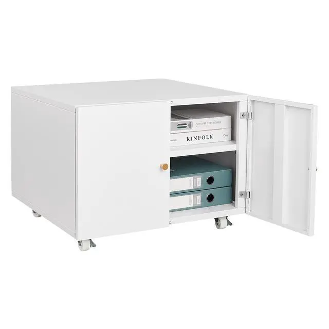 Alt view image 5 of 7 - White Metal Printer Stand with Storage Mobile Printer Tables for Small Spaces with Door Adjustable Shelf File Cabinet on Wheels for Home Office.