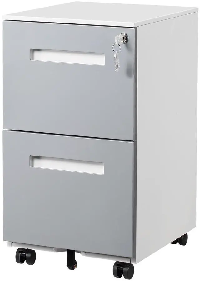 Main image of 2 Drawer Mobile Locking File Cabinet, Rolling Filing Cabinet for Letter/A4 Size With 5 Wheels,GREY