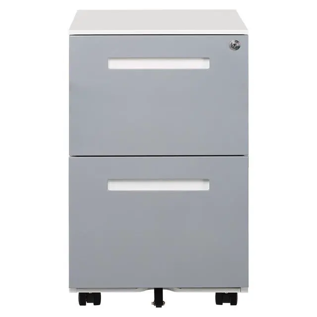 Alt view image 5 of 5 - 2 Drawer Mobile Locking File Cabinet, Rolling Filing Cabinet for Letter/A4 Size With 5 Wheels,GREY