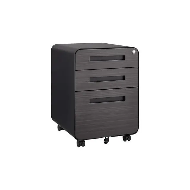 Alt view image 6 of 7 - 3 Drawer Mobile File Cabinet Under Desk Office,Simple Style Versatile Storage Cabinet for Legal/Letter/A4 Files, 5 Wheel Design Anti-Tilting Cold Rolled Steel Waterproof Moisture-Proof Black
