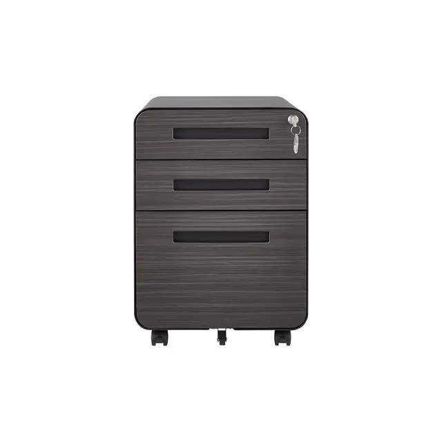 Alt view image 5 of 7 - 3 Drawer Mobile File Cabinet Under Desk Office,Simple Style Versatile Storage Cabinet for Legal/Letter/A4 Files, 5 Wheel Design Anti-Tilting Cold Rolled Steel Waterproof Moisture-Proof Black