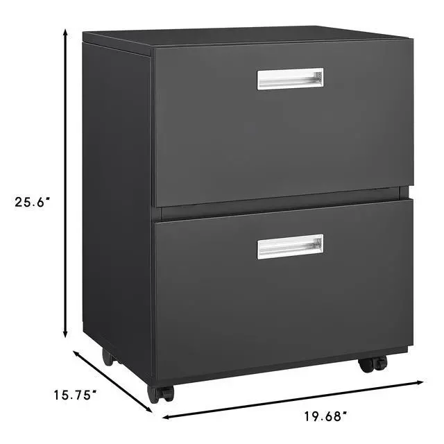 Alt view image 3 of 7 - Black 2 Door Steel Mobile Printer Cabinet, Office Furniture Copier Stand with Filing Pedestal