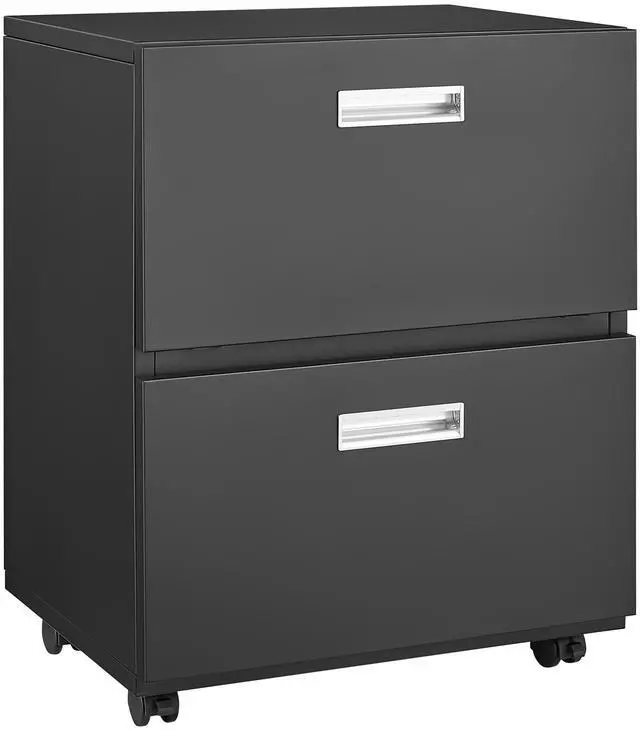 Main image of Black 2 Door Steel Mobile Printer Cabinet, Office Furniture Copier Stand with Filing Pedestal
