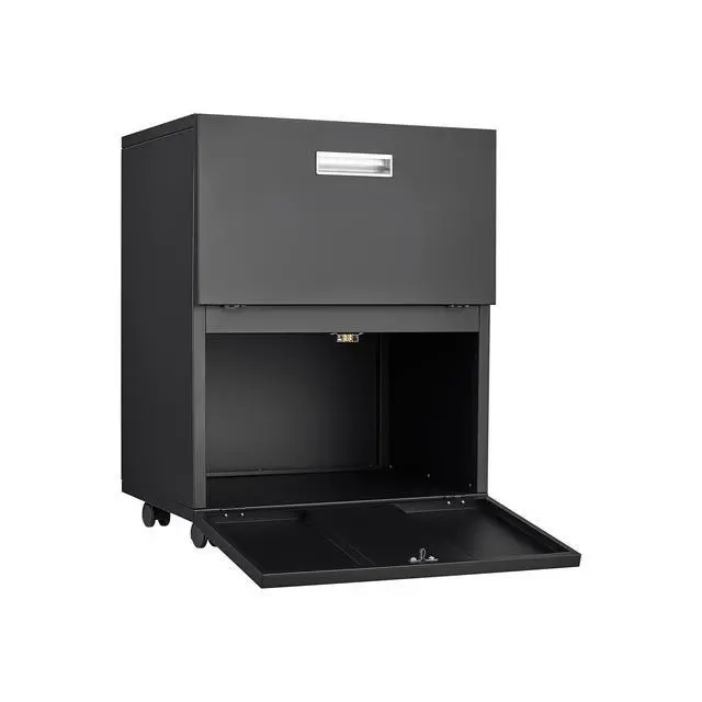 Alt view image 7 of 7 - Black 2 Door Steel Mobile Printer Cabinet, Office Furniture Copier Stand with Filing Pedestal