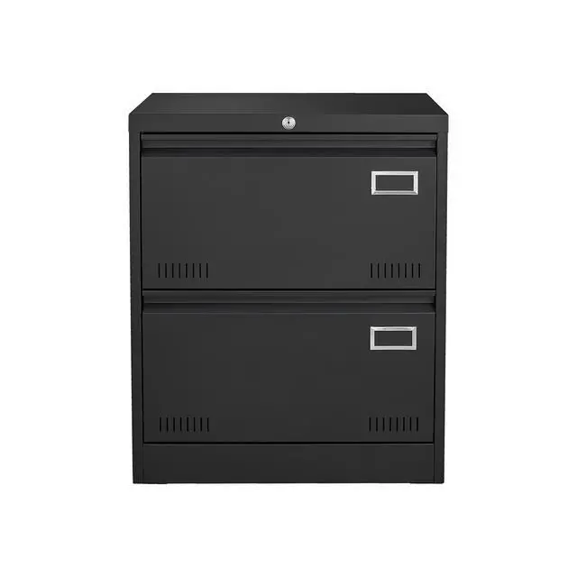 Alt view image 6 of 7 - 2 Drawer Lateral File Cabinet with Lock, Black Metal Vertical Filing Cabinet for Home Office, Fits Legal, Letter & A4 Size Files, Assembly Required