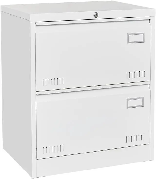 Main image of 2 Drawer Lateral File Cabinet, White Lockable Metal Filing Cabinet for Legal, Letter & A4 Files, Home Office Storage Cabinet