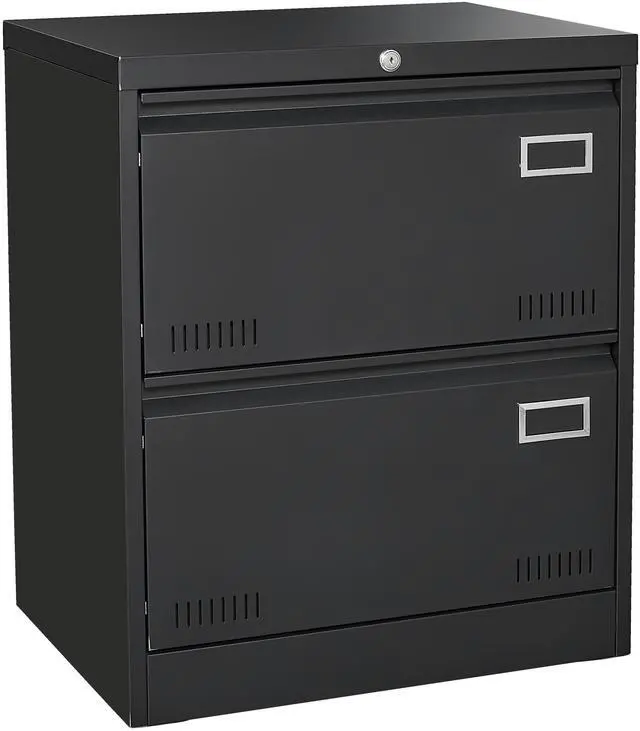 Main image of 2 Drawer Lateral File Cabinet with Lock, Black Metal Vertical Filing Cabinet for Home Office, Fits Legal, Letter & A4 Size Files, Assembly Required