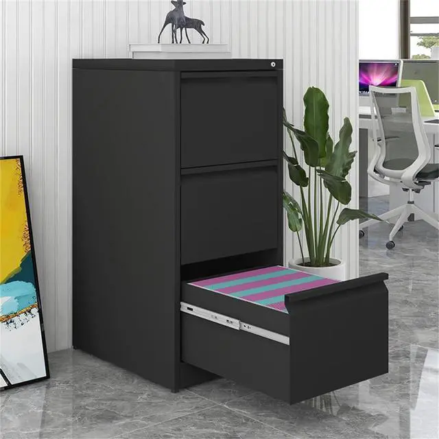 Alt view image 2 of 7 - Vertical 3 Drawer Locking File Cabinet, Steel Home Office Storage Cabinet Suitable for Letter, A4 and Legal Size Files