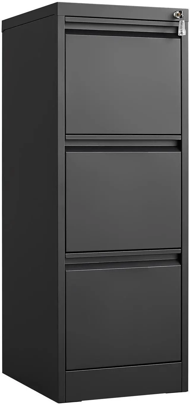 Main image of Vertical 3 Drawer Locking File Cabinet, Steel Home Office Storage Cabinet Suitable for Letter, A4 and Legal Size Files