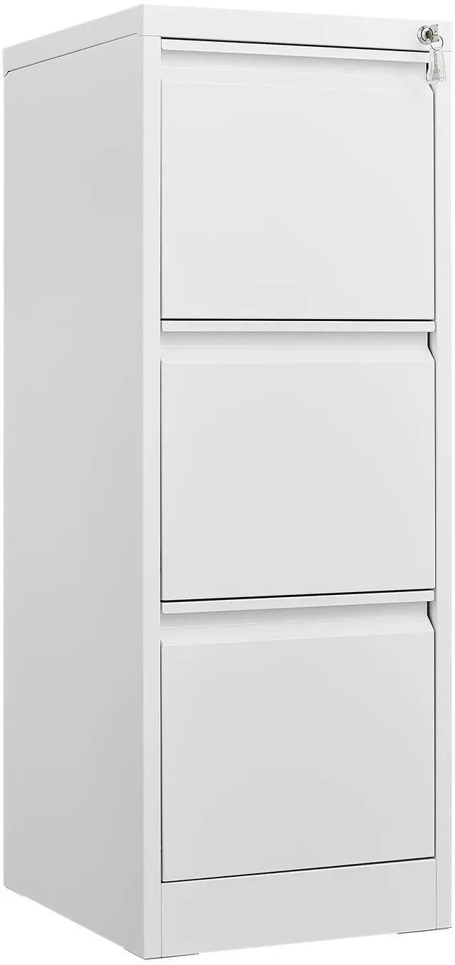 Main image of 3 Drawer Vertical File Cabinet with Lock, Narrow Metal Steel Storage Cabinet for Home Office, Fits A4, Legal & Letter Size Files, Assembly Required