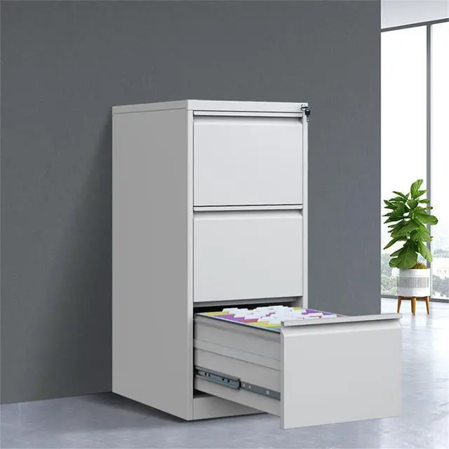 Alt view image 7 of 7 - 3 Drawer Vertical File Cabinet with Lock, Narrow Metal Steel Storage Cabinet for Home Office, Fits A4, Legal & Letter Size Files, Assembly Required