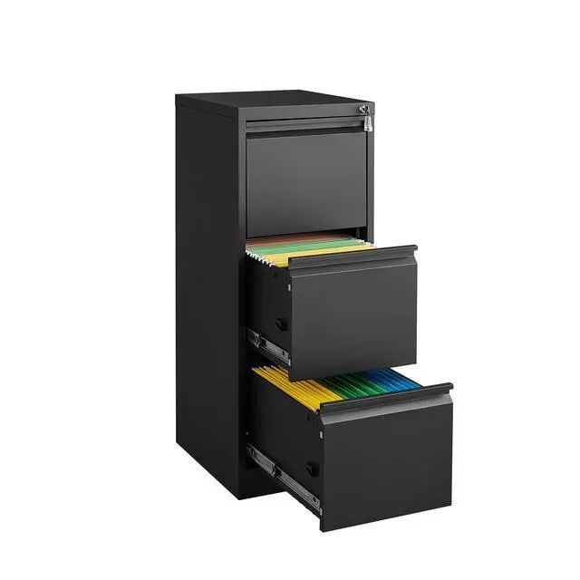 Alt view image 7 of 7 - Vertical 3 Drawer Locking File Cabinet, Steel Home Office Storage Cabinet Suitable for Letter, A4 and Legal Size Files