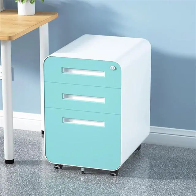 Alt view image 2 of 7 - 3 Drawer Mobile File Cabinet, Simple Style Multi-Functional Storage Cabinet with 5-Wheel Anti-Tilting Design, Cold Rolled Steel for Legal, Letter, A4 Files