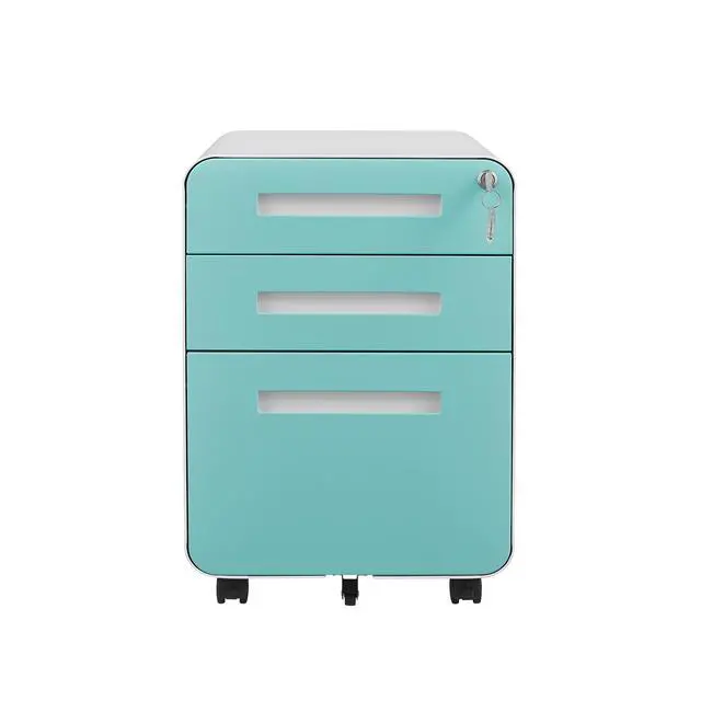 Alt view image 4 of 7 - 3 Drawer Mobile File Cabinet, Simple Style Multi-Functional Storage Cabinet with 5-Wheel Anti-Tilting Design, Cold Rolled Steel for Legal, Letter, A4 Files