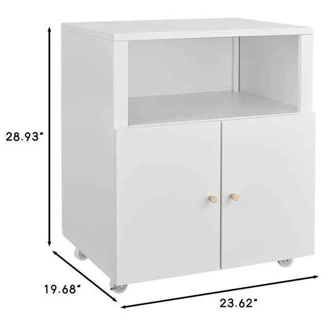 Alt view image 2 of 6 - Rolling Printer Stand with File Cabinet Door & Open Shelf, Mobile Lateral Filing Cabinet for Home Office, Fits Letter/Legal/A4 Files