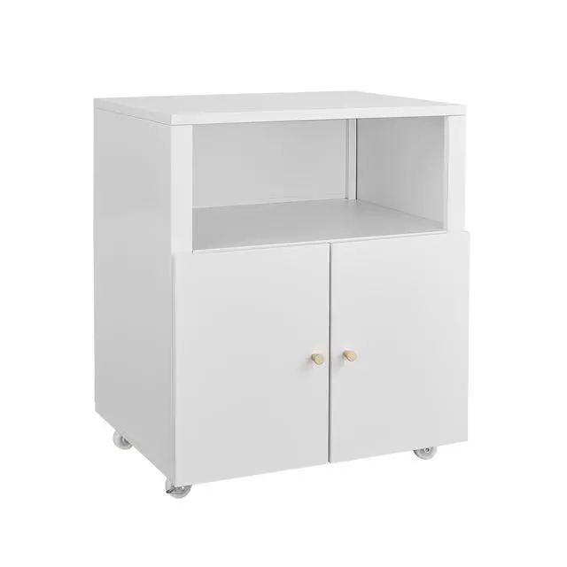 Alt view image 3 of 6 - Rolling Printer Stand with File Cabinet Door & Open Shelf, Mobile Lateral Filing Cabinet for Home Office, Fits Letter/Legal/A4 Files