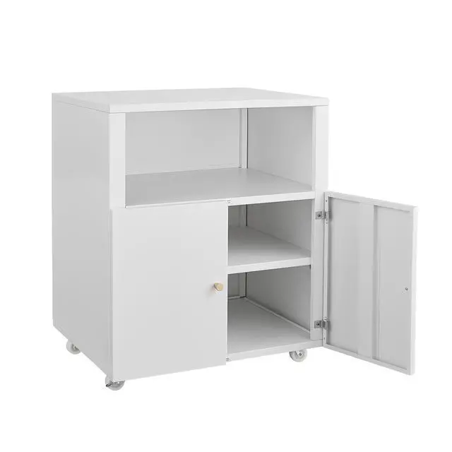 Alt view image 4 of 6 - Rolling Printer Stand with File Cabinet Door & Open Shelf, Mobile Lateral Filing Cabinet for Home Office, Fits Letter/Legal/A4 Files