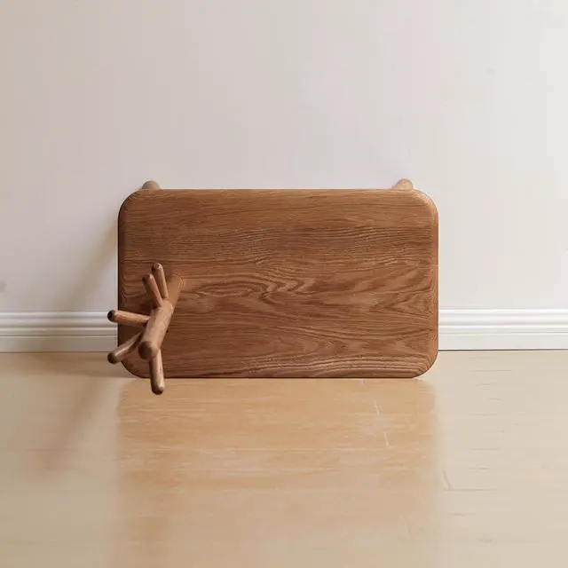 Alt view image 5 of 7 - (Walnut Color) Natural Solid Wood Shoe Stool With Cloth Hanger, Mid-Century Modern Storage Bench with High Rebound Sponge Cushion for Entryway and Living Spaces