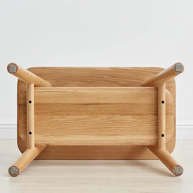 Alt view image 5 of 6 - (Natural Color) Natural Solid Wood Shoe Stool With Cloth Hanger, Mid-Century Modern Storage Bench with High Rebound Sponge Cushion for Entryway and Living Spaces