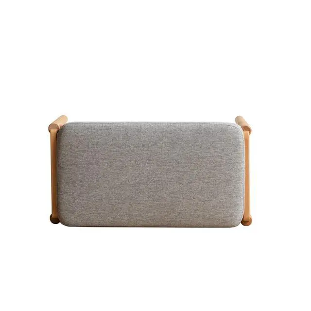 Alt view image 5 of 7 - (Beige) Natural Solid Wood Shoe Bench, Mid-Century Modern Storage Bench with High Rebound Sponge Cushion for Entryway and Living Spaces