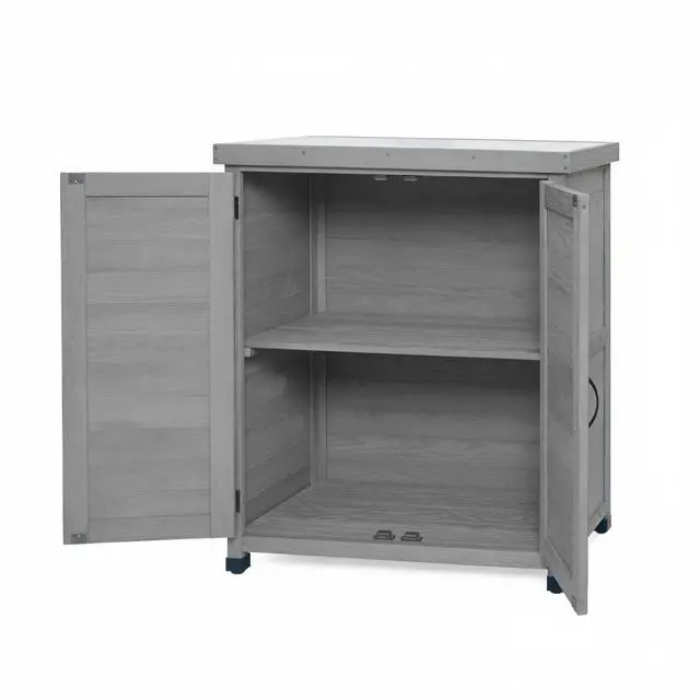 Alt view image 4 of 7 - Potting Bench with Storage Cabinet and Metal Table Top for Outdoor Patio,Outdoor Work Station Table