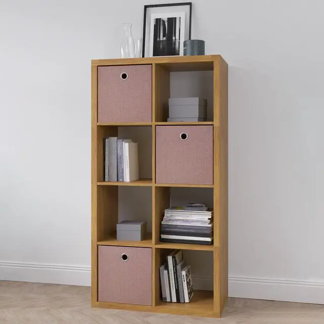 Alt view image 3 of 7 - Smart Cube 8-Cube Organizer Storage with Opened Back Shelves,2 X 4 Cube Bookcase Book Shleves for Home, Office ,Walnut Color