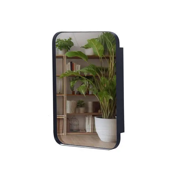 Alt view image 7 of 7 - 16x24 Inch Recessed Black Metal Framed Medicine Cabinet with Mirror and Adjustable Shelves Black Wall Mirror with Storage for Bathroom