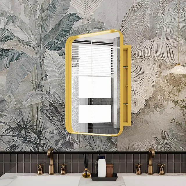 Alt view image 2 of 7 - 16x24 Inch Recessed Metal Framed Medicine Cabinet with Mirror and Adjustable Shelves Wall Mirror with Storage for Bathroom, Matte Gold