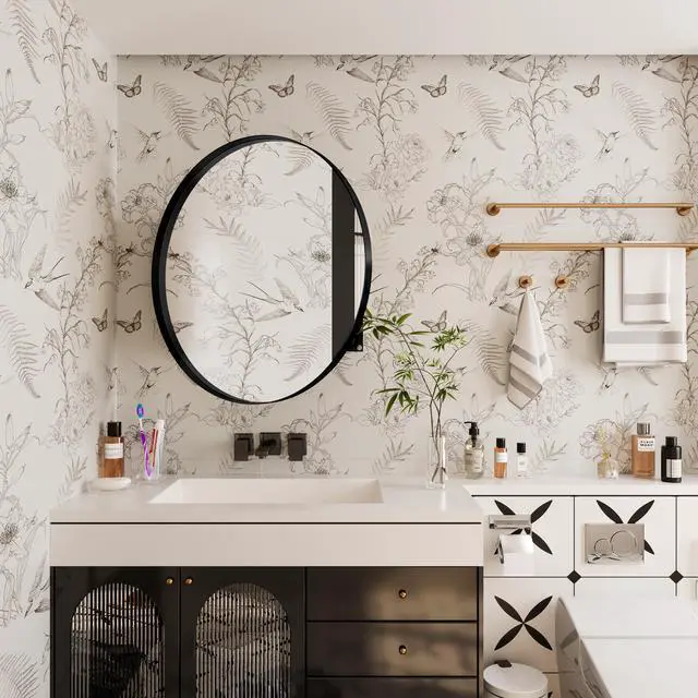 Alt view image 5 of 7 - 31.5 Inch Surface Mount Round Metal Framed Medicine Cabinet with Mirror and Adjustable Shelves Black Wall Mirror with Storage for Bathroom, Matte Black