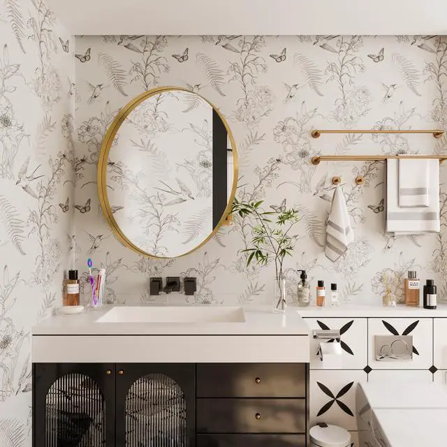 Alt view image 5 of 7 - 31.5 Inch Surface Mount Round Metal Framed Medicine Cabinet with Mirror and Adjustable Shelves Black Wall Mirror with Storage for Bathroom, Matte Gold