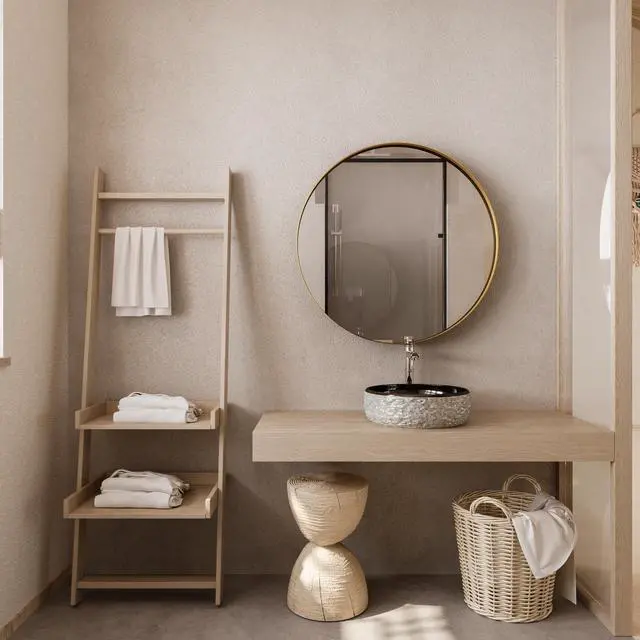 Alt view image 7 of 7 - 31.5 Inch Surface Mount Round Metal Framed Medicine Cabinet with Mirror and Adjustable Shelves Black Wall Mirror with Storage for Bathroom, Matte Gold