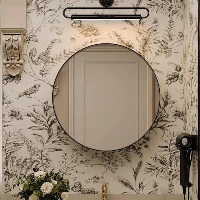 Alt view image 2 of 6 - 23.6 Inch Surface Mount Round Metal Framed Medicine Cabinet with Mirror and Adjustable Shelves Black Wall Mirror with Storage for Bathroom, Black