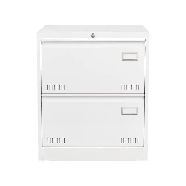 Alt view image 7 of 7 - 2 Drawer Lateral File Cabinet, White Lockable Metal Filing Cabinet for Legal, Letter & A4 Files, Home Office Storage Cabinet