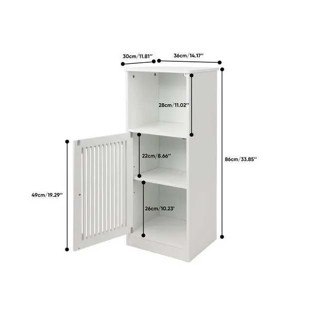 Alt view image 2 of 7 - Bathroom low cabinet, louvered door floor-standing bathroom storage cabinet, multi-layer bathroom storage cabinet, white