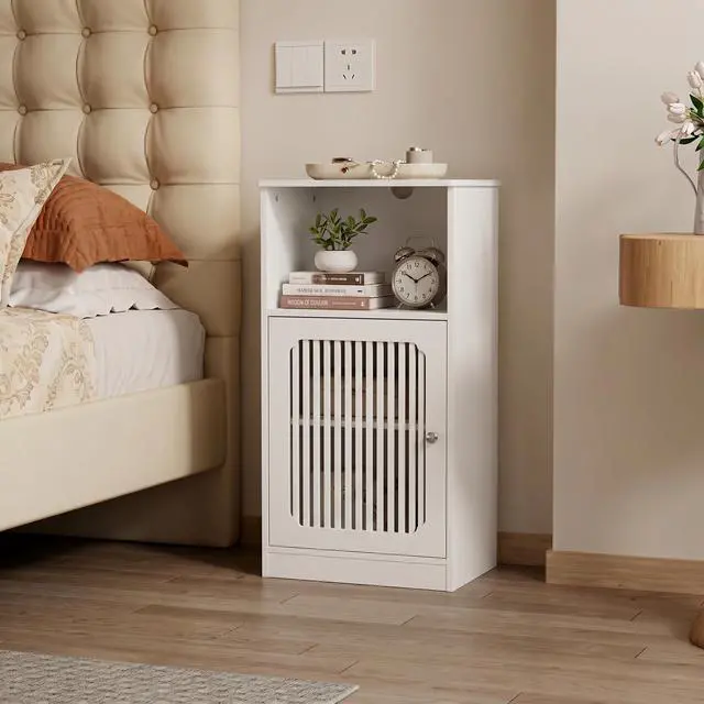 Alt view image 3 of 7 - Bathroom low cabinet, louvered door floor-standing bathroom storage cabinet, multi-layer bathroom storage cabinet, white