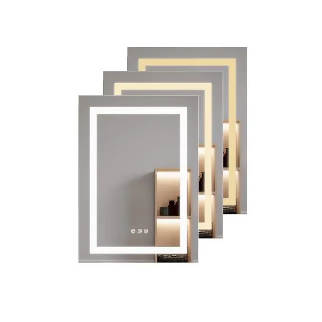 Alt view image 2 of 7 - 26x20 inch Bathroom Medicine Cabinet with LED Mirror, Anti-Fog, Waterproof, 3000K~6000K Single Door Lighted Bathroom Cabinet with Touch Swich, Dimmable,Recessed or Surface Mount (Right Door)