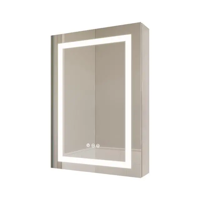 Alt view image 7 of 7 - 26x20 inch Bathroom Medicine Cabinet with LED Mirror, Anti-Fog, Waterproof, 3000K~6000K Single Door Lighted Bathroom Cabinet with Touch Swich, Dimmable,Recessed or Surface Mount (Left Door)