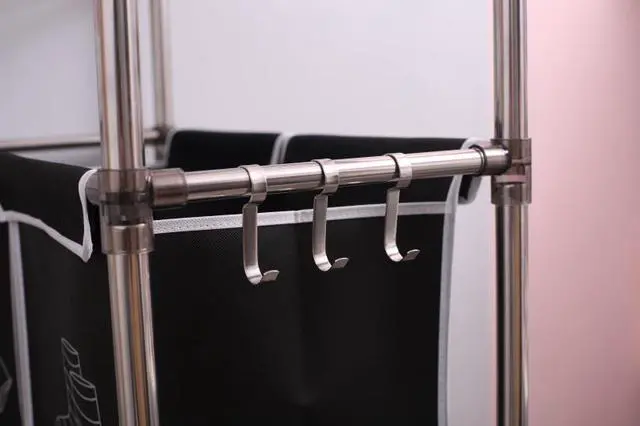 Alt view image 2 of 7 - Laundry Hamper 3 Tier Laundry Sorter with 4 Removable Bags for Organizing Clothes, Laundry, Lights, Darks ,Three hooks