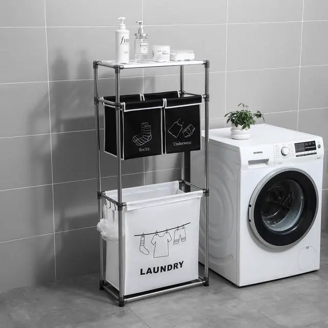 Main image of Laundry Hamper 3 Tier Laundry Sorter with 4 Removable Bags for Organizing Clothes, Laundry, Lights, Darks ,Three hooks