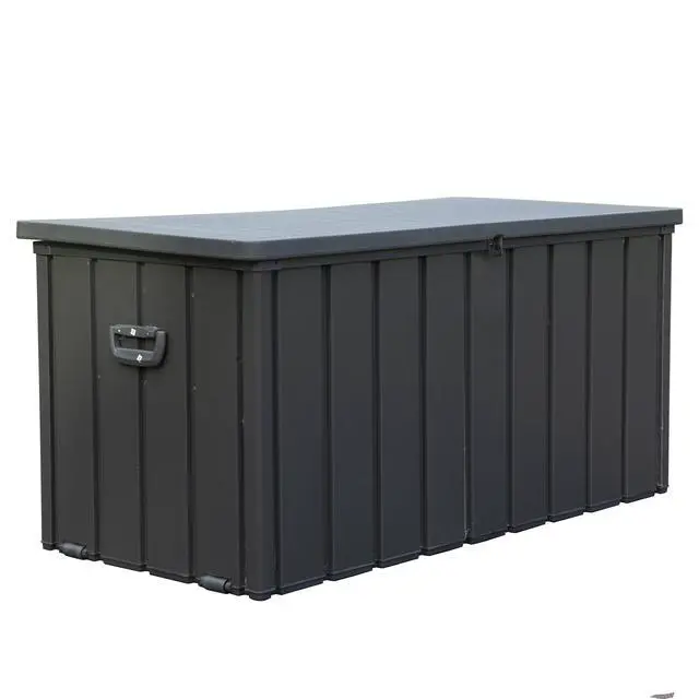 Alt view image 4 of 7 - 100 Gallon Outdoor Storage Deck Box Waterproof, Large Patio Storage Bin for Outside Cushions, Throw Pillows, Garden Tools, Lockable (Dark Gray)