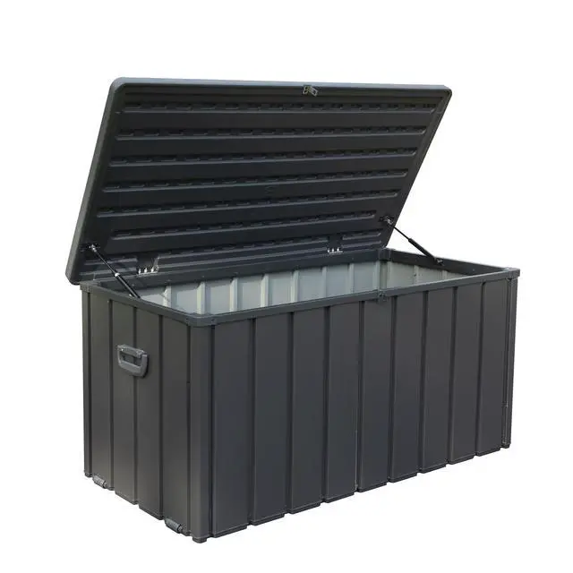 Alt view image 5 of 7 - 100 Gallon Outdoor Storage Deck Box Waterproof, Large Patio Storage Bin for Outside Cushions, Throw Pillows, Garden Tools, Lockable (Dark Gray)