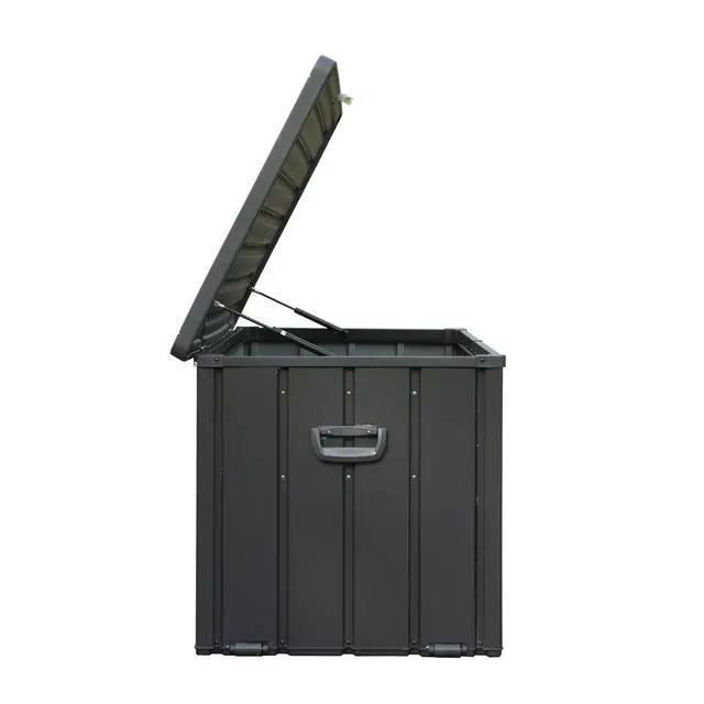 Alt view image 6 of 7 - 100 Gallon Outdoor Storage Deck Box Waterproof, Large Patio Storage Bin for Outside Cushions, Throw Pillows, Garden Tools, Lockable (Dark Gray)