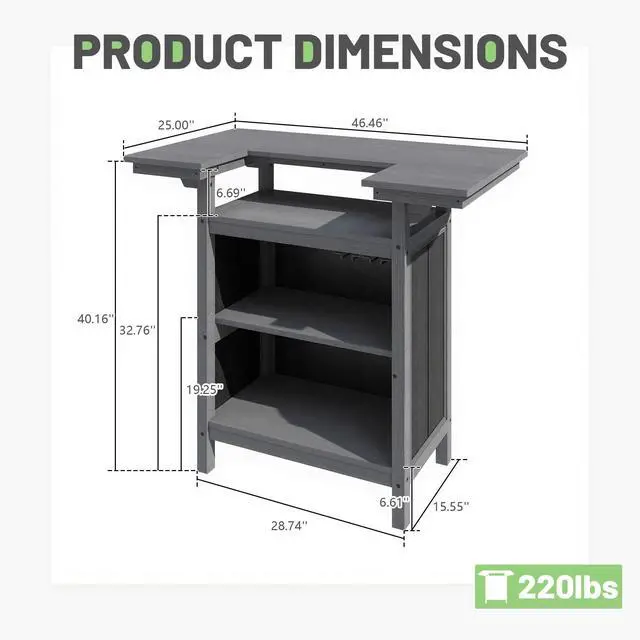Alt view image 2 of 7 - Outdoor Bar, Patio Bar, Outdoor Kitchen Island, Outside Bar, Backyard Bar, HDPE & Aluminum Frame for Entertaining