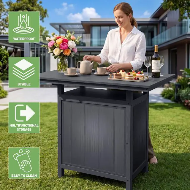 Alt view image 3 of 7 - Outdoor Bar, Patio Bar, Outdoor Kitchen Island, Outside Bar, Backyard Bar, HDPE & Aluminum Frame for Entertaining