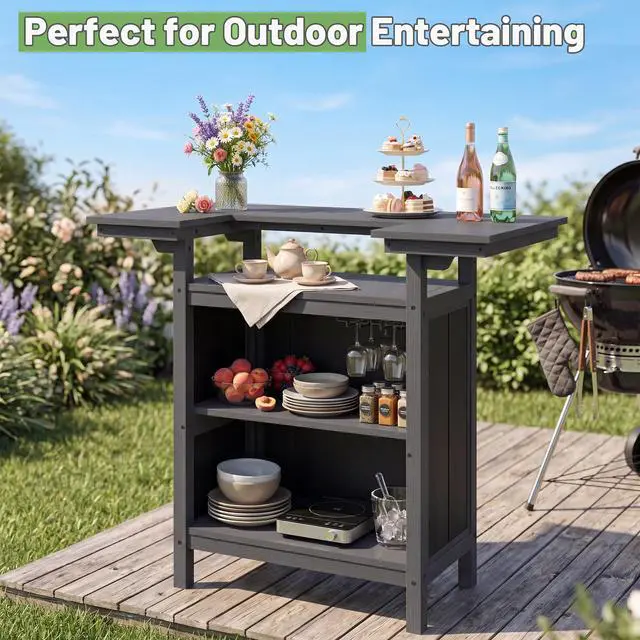 Alt view image 6 of 7 - Outdoor Bar, Patio Bar, Outdoor Kitchen Island, Outside Bar, Backyard Bar, HDPE & Aluminum Frame for Entertaining
