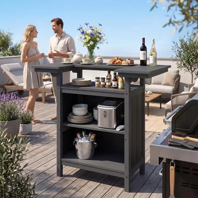 Alt view image 7 of 7 - Outdoor Bar, Patio Bar, Outdoor Kitchen Island, Outside Bar, Backyard Bar, HDPE & Aluminum Frame for Entertaining