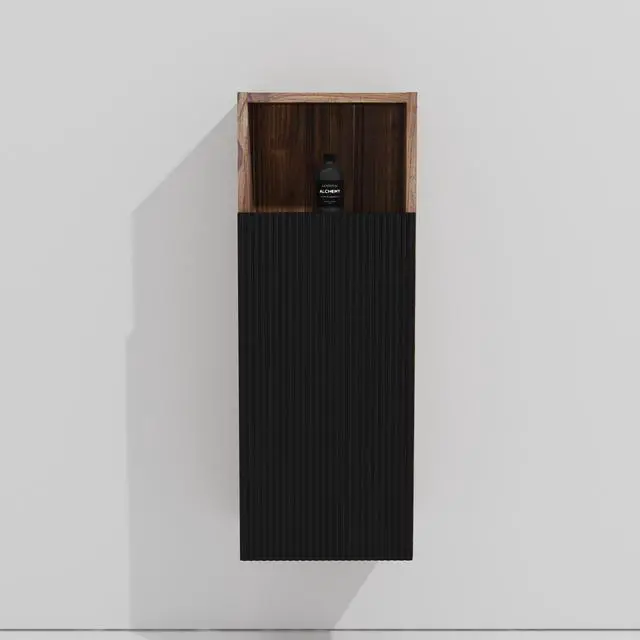 Main image of CC1014S110.309 Black & Walnut Bathroom Floating Side Cabinet, Wall-mounted Bathroom Storage Cabinet for Small Space, KD