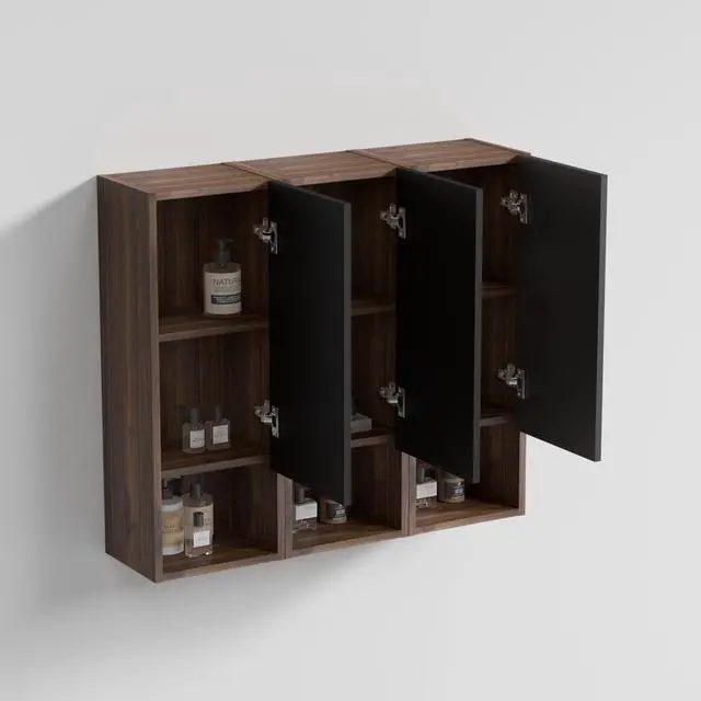 Alt view image 2 of 7 - CC1014S110.309 Black & Walnut Bathroom Floating Side Cabinet, Wall-mounted Bathroom Storage Cabinet for Small Space, KD