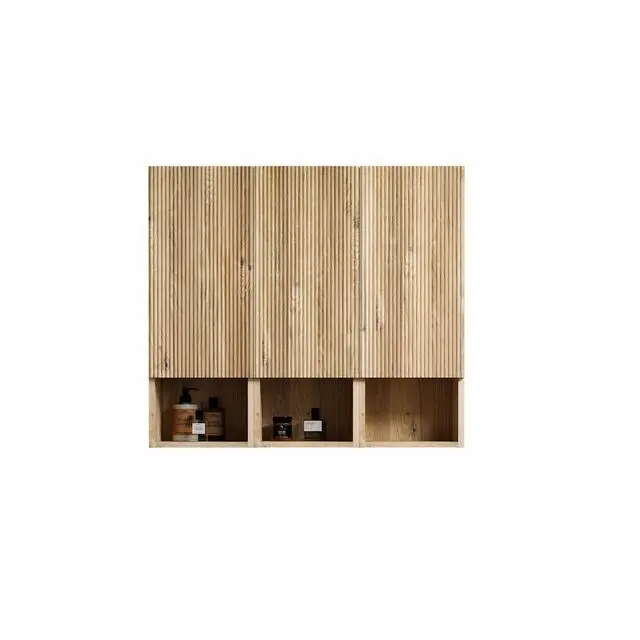Alt view image 4 of 7 - CC1014S112310 Rough Oak & Rough Oak Bathroom Floating 3-piece Side Cabinet Set, Wall-mounted Bathroom Storage Cabinet for Small Space, KD