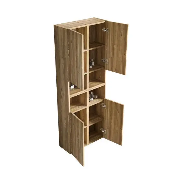Alt view image 5 of 7 - CC1014S112310 Rough Oak & Rough Oak Bathroom Floating 4-piece Side Cabinet Set, Wall-mounted Bathroom Storage Cabinet for Small Space, KD